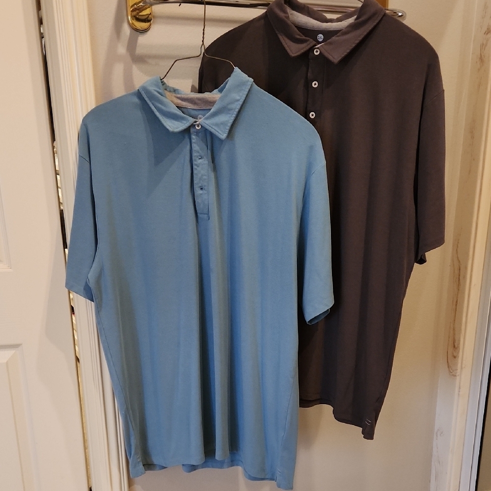 Men's Blue & Gray Free Fly Polo Shirts.